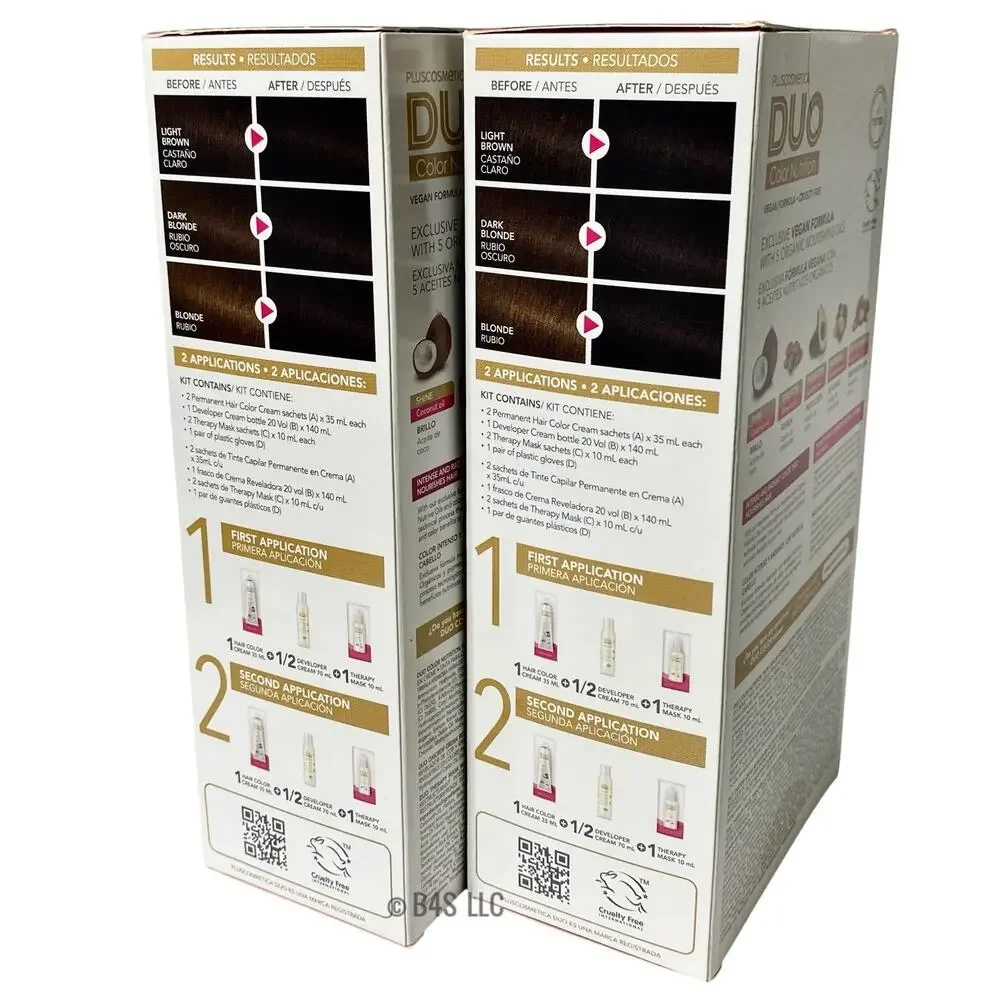 PlusCosmetica DUO Hair Dye 3 Dark Brown Permanent Color , 2 Pack, Exp 08/27